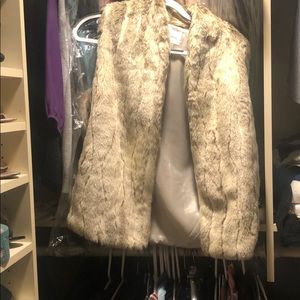 Bcbg tan fur vest